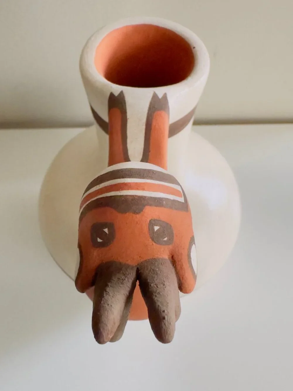 Rowena Him Signed Zuni Pottery Pitcher 1992 Roadrunner Handle